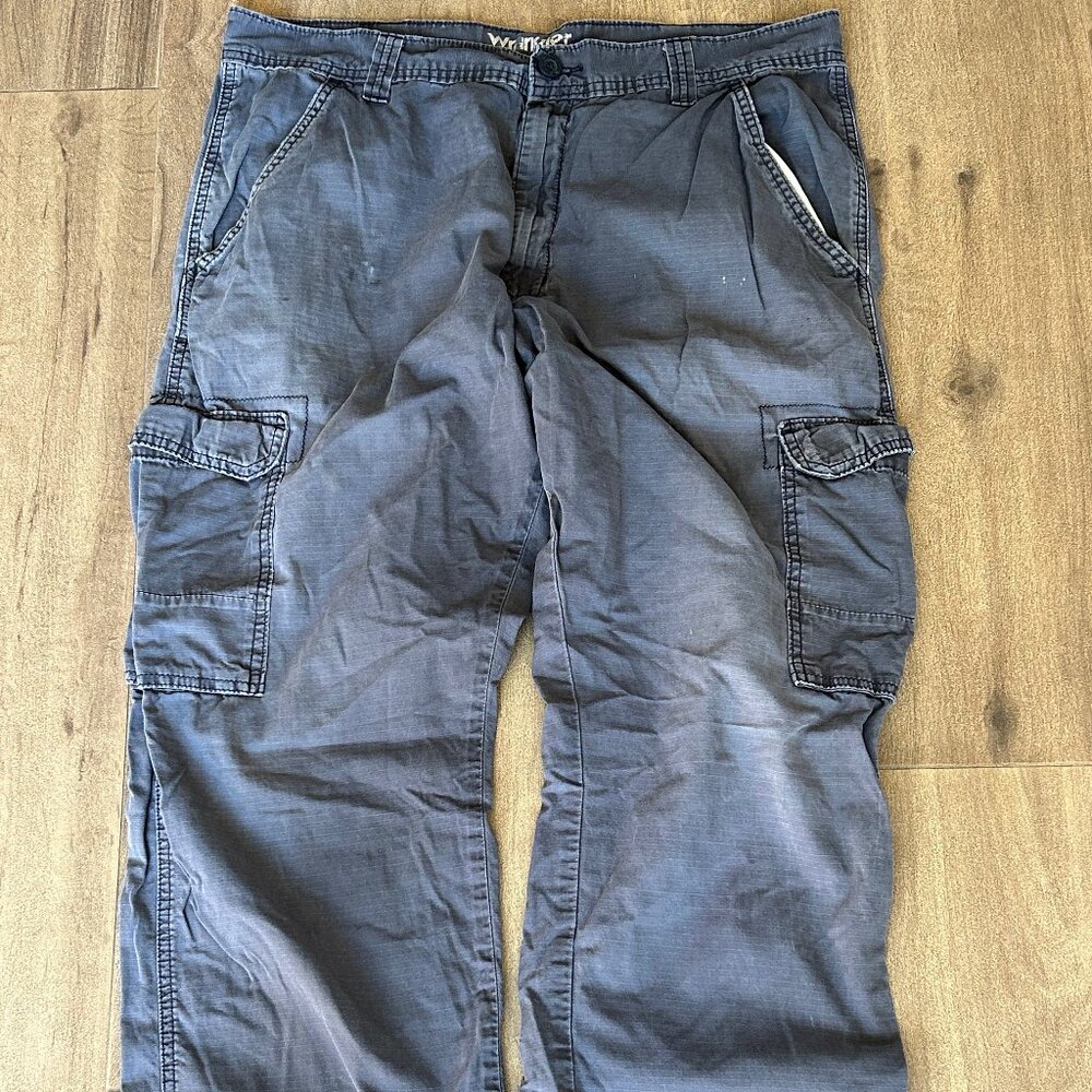 Mens Wrangler Cargo Vintage 36x30 Washed Gray